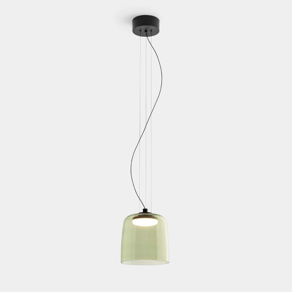 Levels 1 Pendant in Black with 22cm Green Glass Shade (LX820)